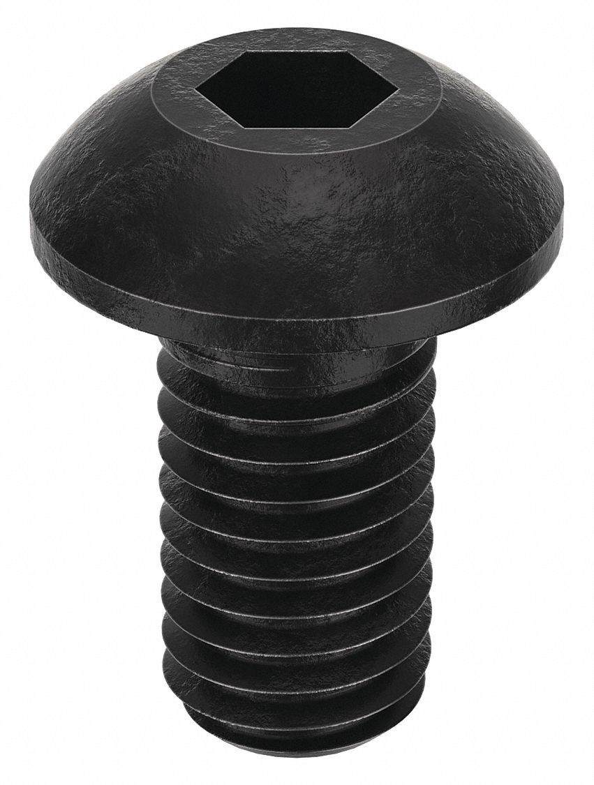Socket Head Cap Screw: M5x0.80 Thread Size, 10 mm Lg, Button, Black Oxide, Alloy Steel, 100 PK