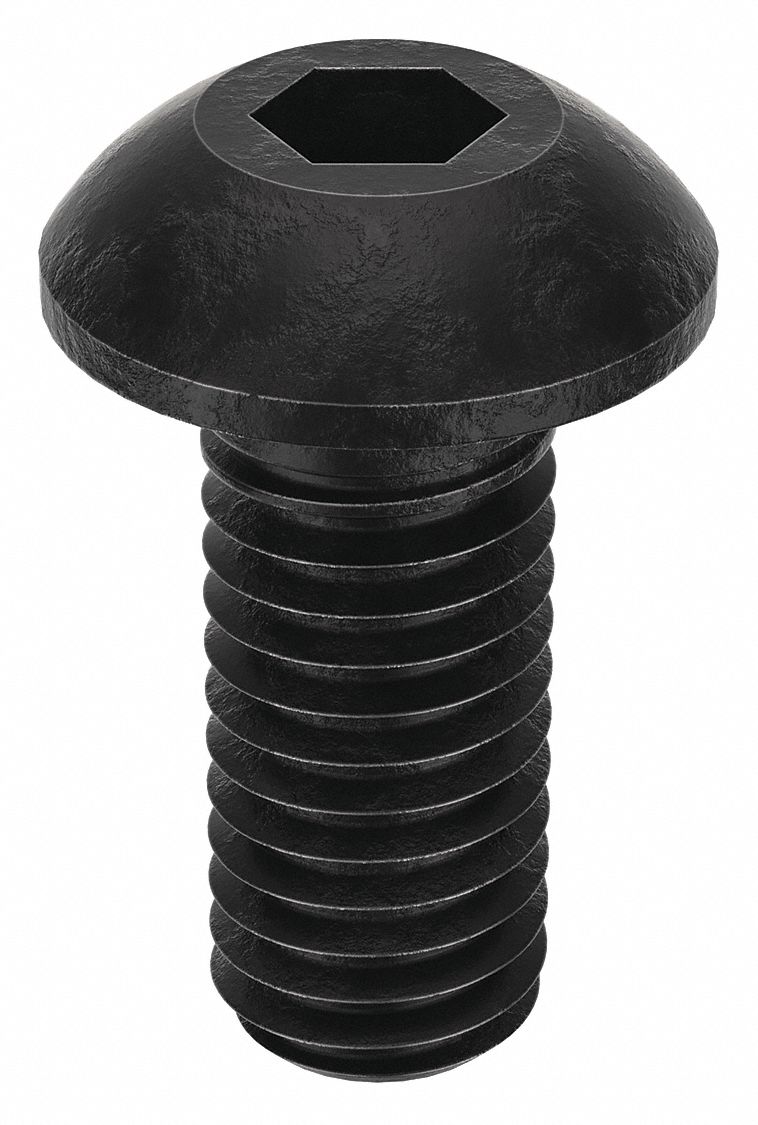 Socket Head Cap Screw: M5x0.80 Thread Size, 12 mm Lg, Button, Black Oxide, Alloy Steel, 100 PK