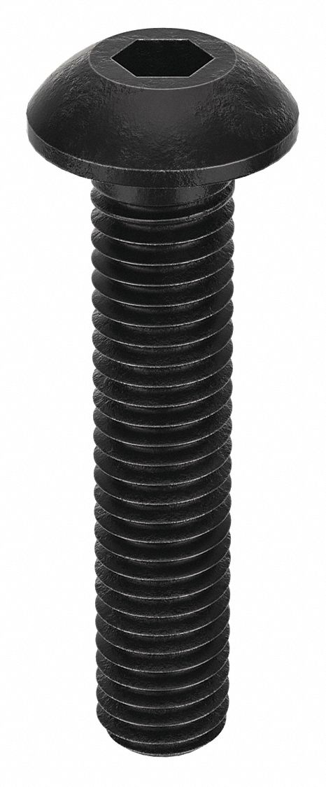 Socket Head Cap Screw: M5x0.80 Thread Size, 25 mm Lg, Button, Black Oxide, Alloy Steel, 100 PK