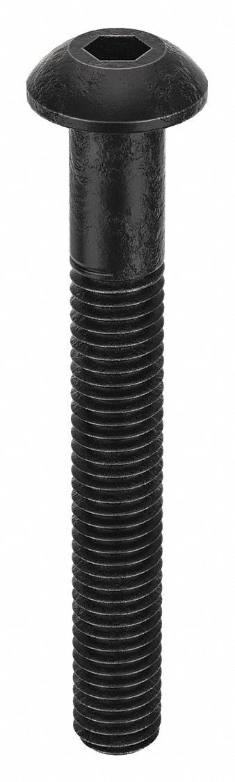 Socket Head Cap Screw: M5x0.80 Thread Size, 40 mm Lg, Button, Black Oxide, Alloy Steel, 100 PK