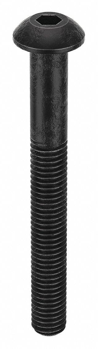 Socket Head Cap Screw: M5x0.80 Thread Size, 45 mm Lg, Button, Black Oxide, Alloy Steel, 100 PK