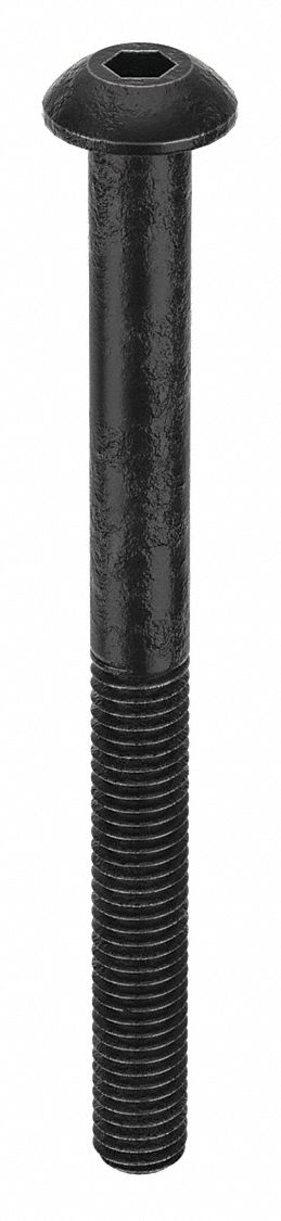 Socket Head Cap Screw: M5x0.80 Thread Size, 60 mm Lg, Button, Black Oxide, Alloy Steel, 100 PK