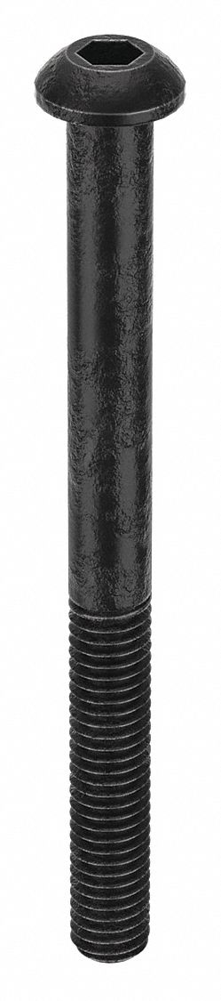 Socket Head Cap Screw: M6x1.00 Thread Size, 70 mm Lg, Button, Black Oxide, Alloy Steel, 100 PK