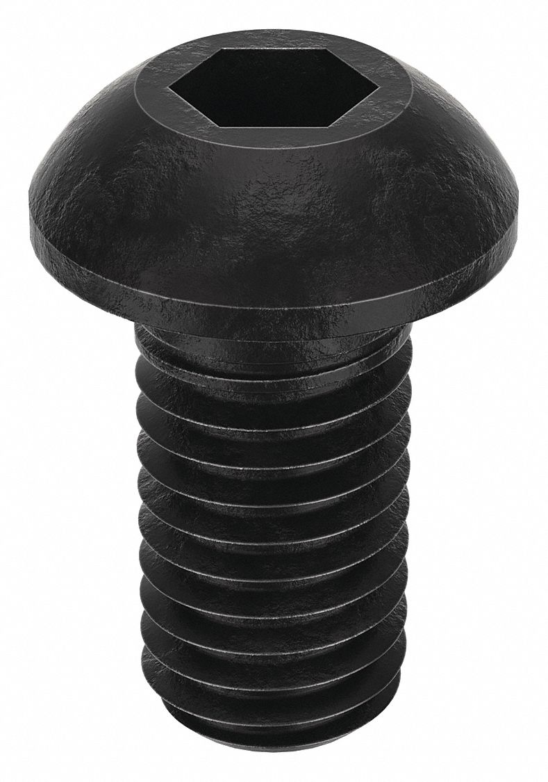 Socket Head Cap Screw: M8x1.25 Thread Size, 16 mm Lg, Button, Black Oxide, Alloy Steel, 100 PK