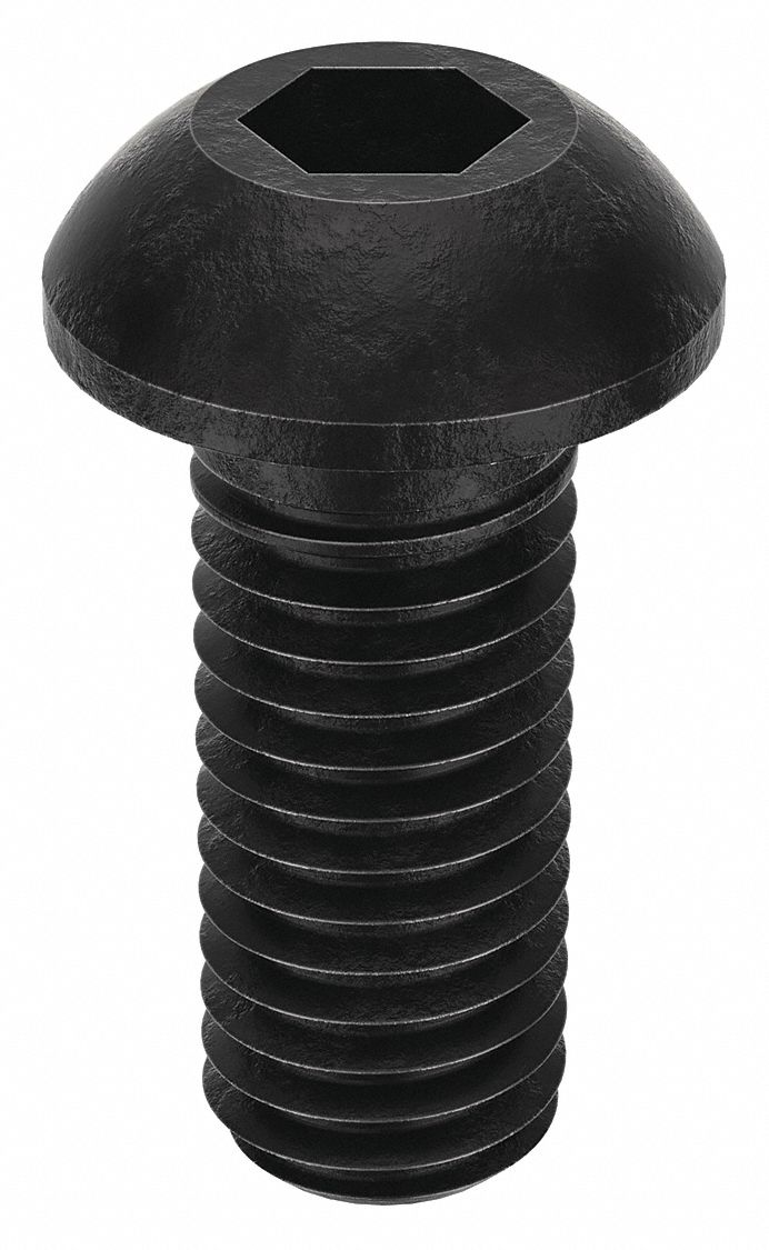 Socket Head Cap Screw: M8x1.25 Thread Size, 20 mm Lg, Button, Black Oxide, Alloy Steel, 100 PK