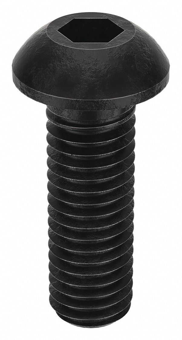 Socket Head Cap Screw: M8x1.25 Thread Size, 25 mm Lg, Button, Black Oxide, Alloy Steel, 100 PK
