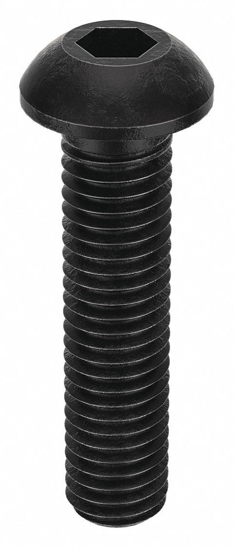Socket Head Cap Screw: M8x1.25 Thread Size, 35 mm Lg, Button, Black Oxide, Alloy Steel, 100 PK