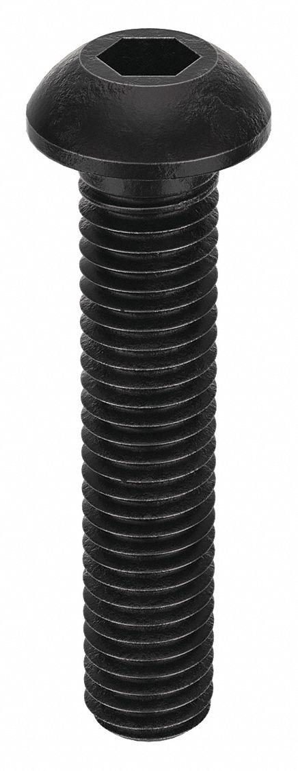 Socket Head Cap Screw: M8x1.25 Thread Size, 40 mm Lg, Button, Black Oxide, Alloy Steel, 100 PK