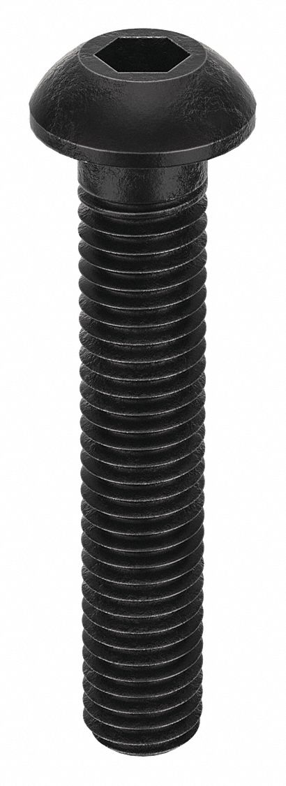 Socket Head Cap Screw: M8x1.25 Thread Size, 45 mm Lg, Button, Black Oxide, Alloy Steel, 100 PK