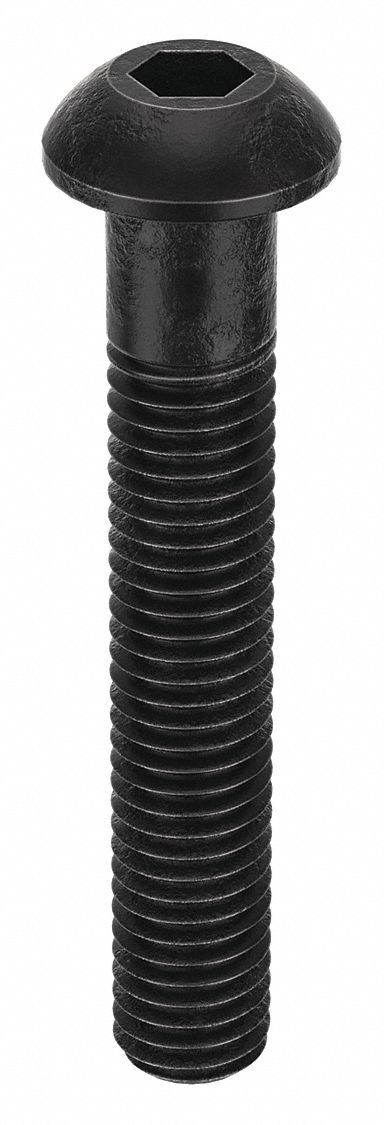 Socket Head Cap Screw: M8x1.25 Thread Size, 50 mm Lg, Button, Black Oxide, Alloy Steel, 100 PK