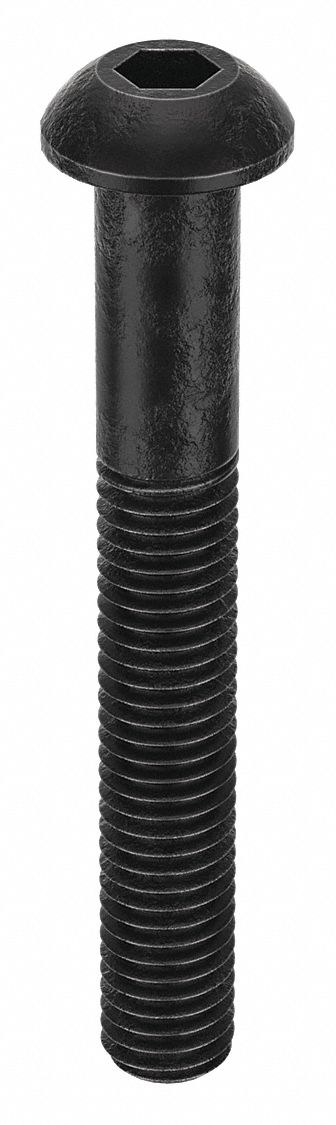 Socket Head Cap Screw: M8x1.25 Thread Size, 60 mm Lg, Button, Black Oxide, Alloy Steel, 100 PK