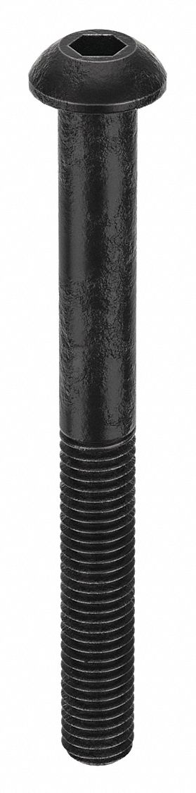 Socket Head Cap Screw: M8x1.25 Thread Size, 80 mm Lg, Button, Black Oxide, Alloy Steel, 100 PK