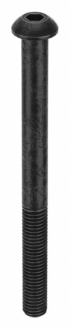 Socket Head Cap Screw: M8x1.25 Thread Size, 100 mm Lg, Button, Black Oxide, Alloy Steel, 50 PK
