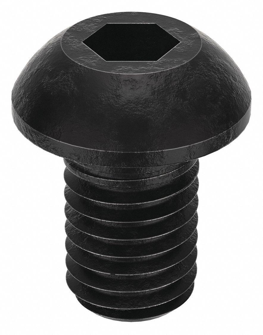 Socket Head Cap Screw: M10x1.50 Thread Size, 16 mm Lg, Button, Black Oxide, Alloy Steel, 100 PK