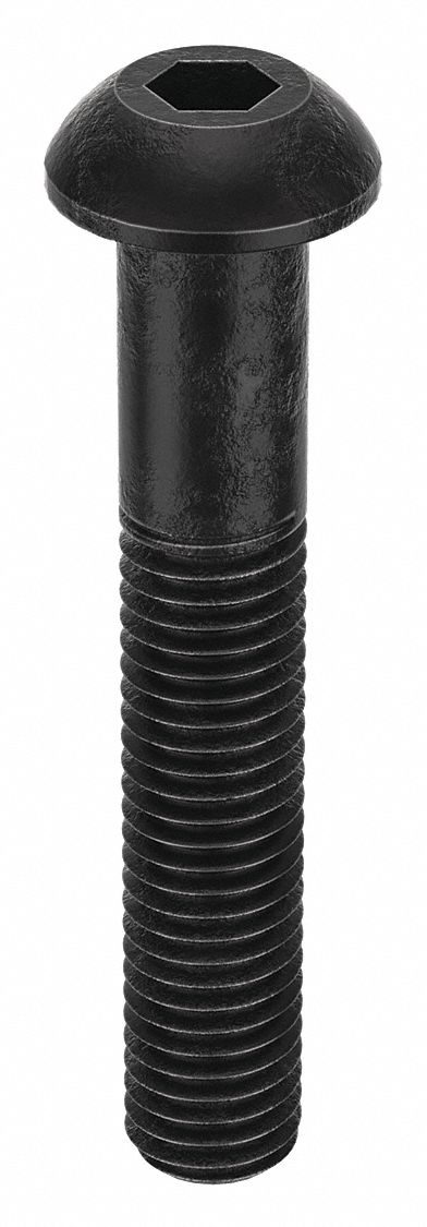 Socket Head Cap Screw: M10x1.50 Thread Size, 60 mm Lg, Button, Black Oxide, Alloy Steel, 50 PK