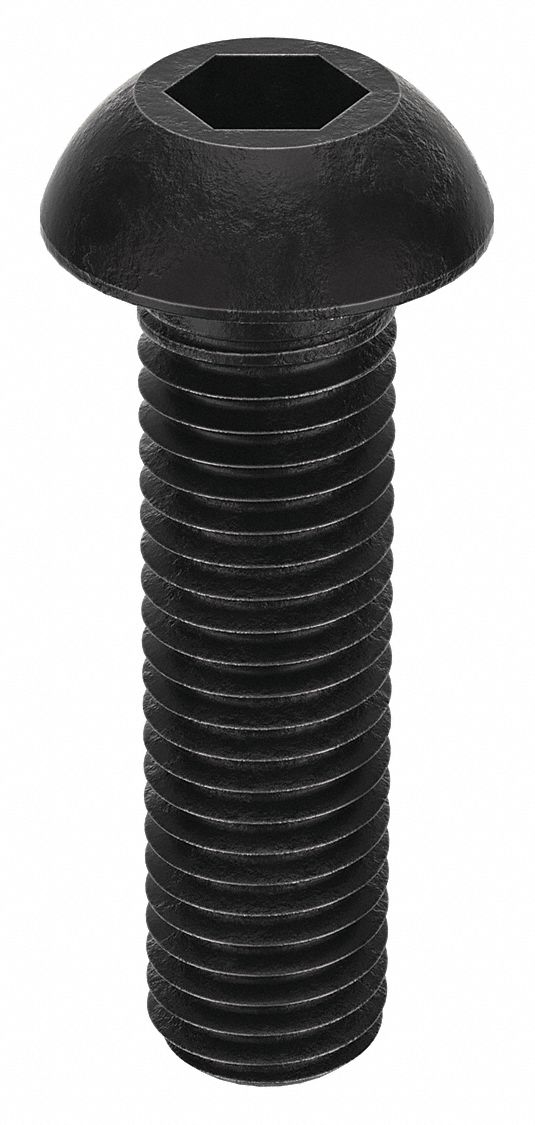 Socket Head Cap Screw: M12x1.75 Thread Size, 45 mm Lg, Button, Black Oxide, Alloy Steel, 50 PK