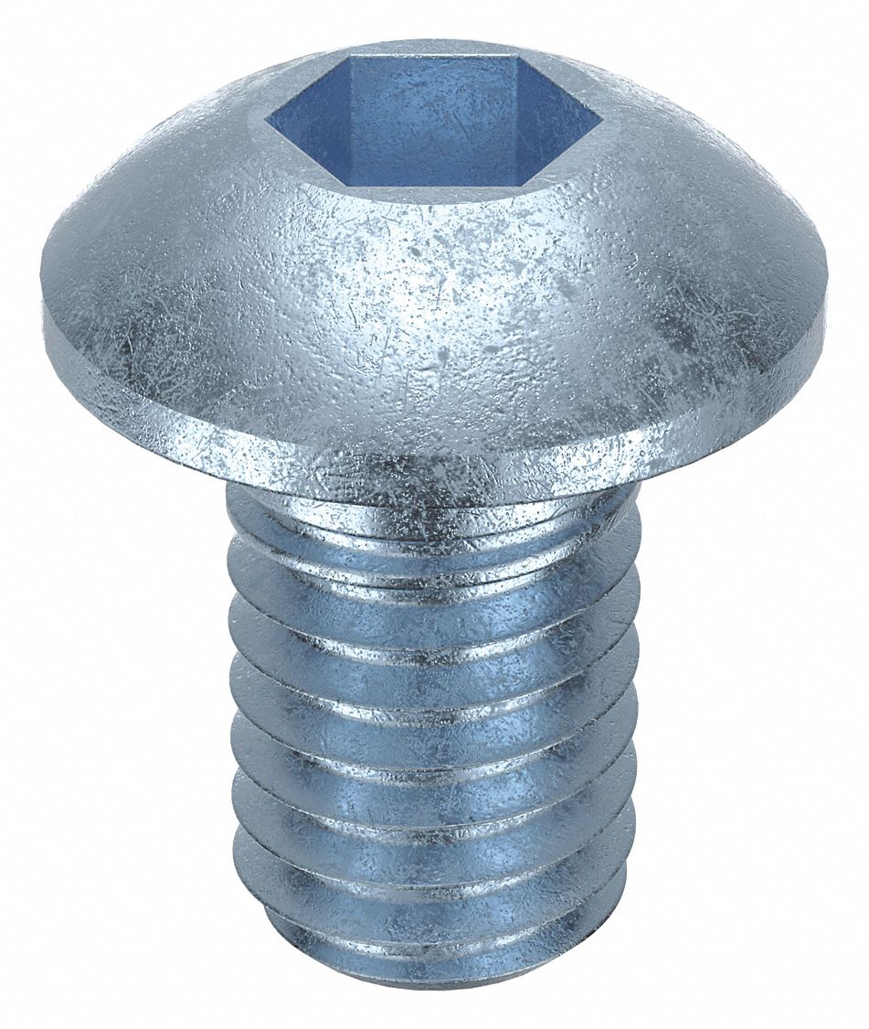 Socket Head Cap Screw: M3x0.50 Thread Size, 5 mm Lg, Button, Zinc Plated, Alloy Steel, 100 PK