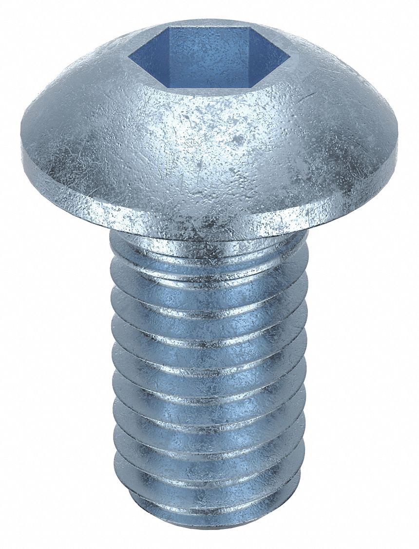 Socket Head Cap Screw: M3x0.50 Thread Size, 6 mm Lg, Button, Zinc Plated, Alloy Steel, 100 PK
