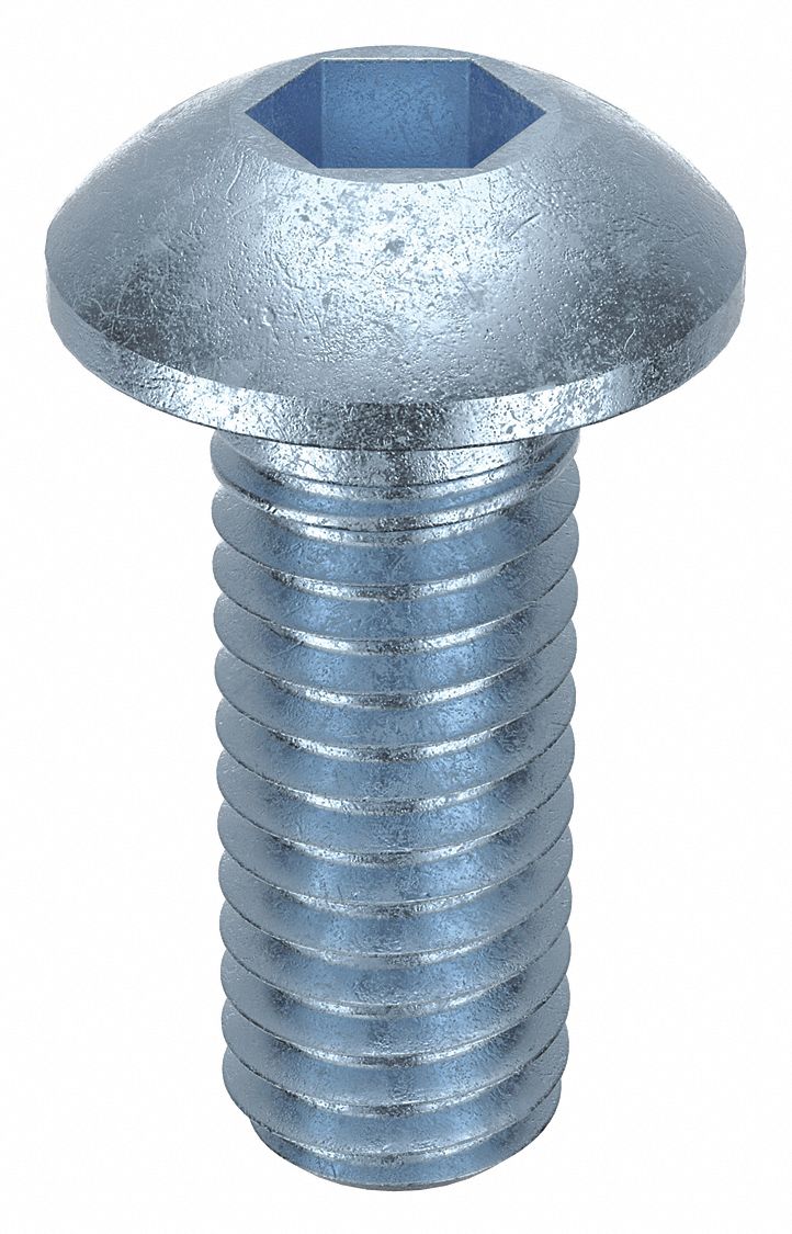 Socket Head Cap Screw: M3x0.50 Thread Size, 8 mm Lg, Button, Zinc Plated, Alloy Steel, 100 PK