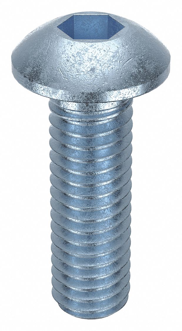 Socket Head Cap Screw: M3x0.50 Thread Size, 10 mm Lg, Button, Zinc Plated, Alloy Steel, 100 PK