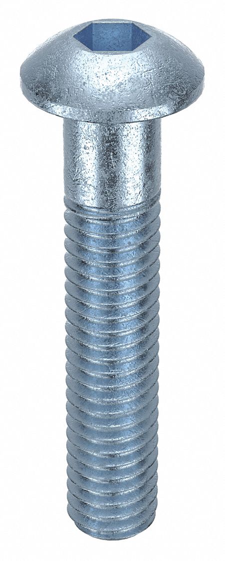 Socket Head Cap Screw: M3x0.50 Thread Size, 16 mm Lg, Button, Zinc Plated, Alloy Steel, 100 PK