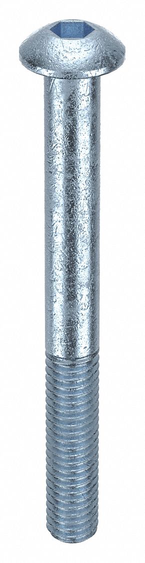 Socket Head Cap Screw: M3x0.50 Thread Size, 30 mm Lg, Button, Zinc Plated, Alloy Steel, 100 PK