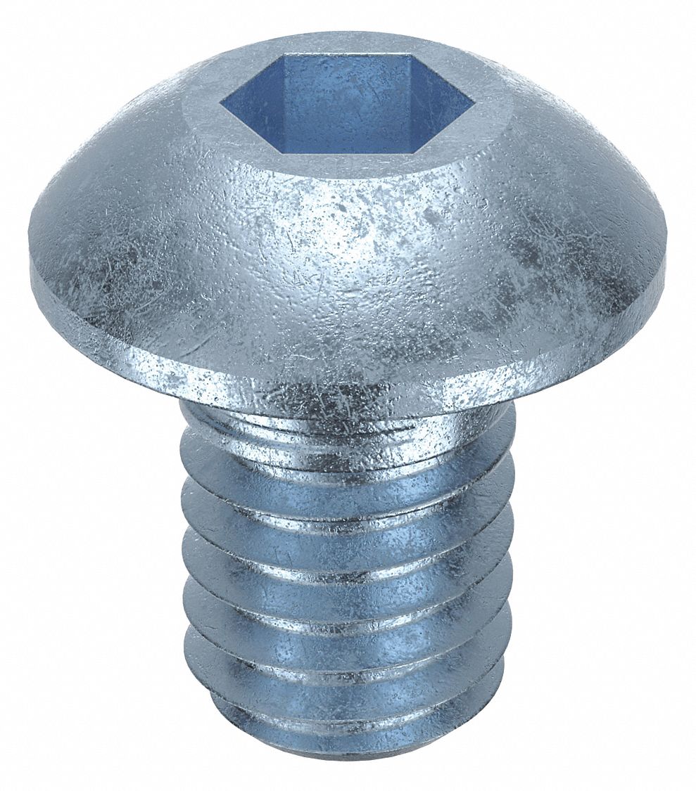 Socket Head Cap Screw: M4x0.70 Thread Size, 6 mm Lg, Button, Zinc Plated, Alloy Steel, 100 PK
