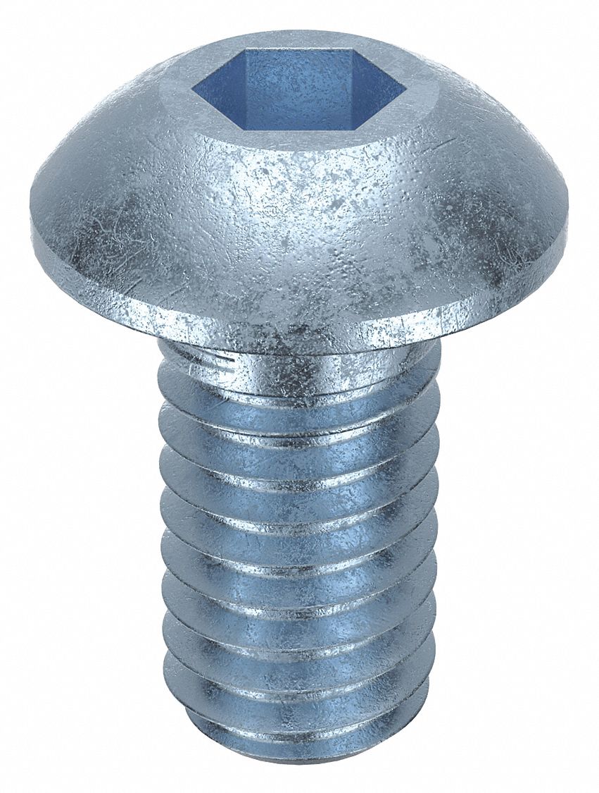 Socket Head Cap Screw: M4x0.70 Thread Size, 8 mm Lg, Button, Zinc Plated, Alloy Steel, 100 PK