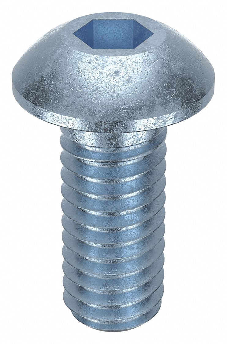 Socket Head Cap Screw: M4x0.70 Thread Size, 10 mm Lg, Button, Zinc Plated, Alloy Steel, 100 PK