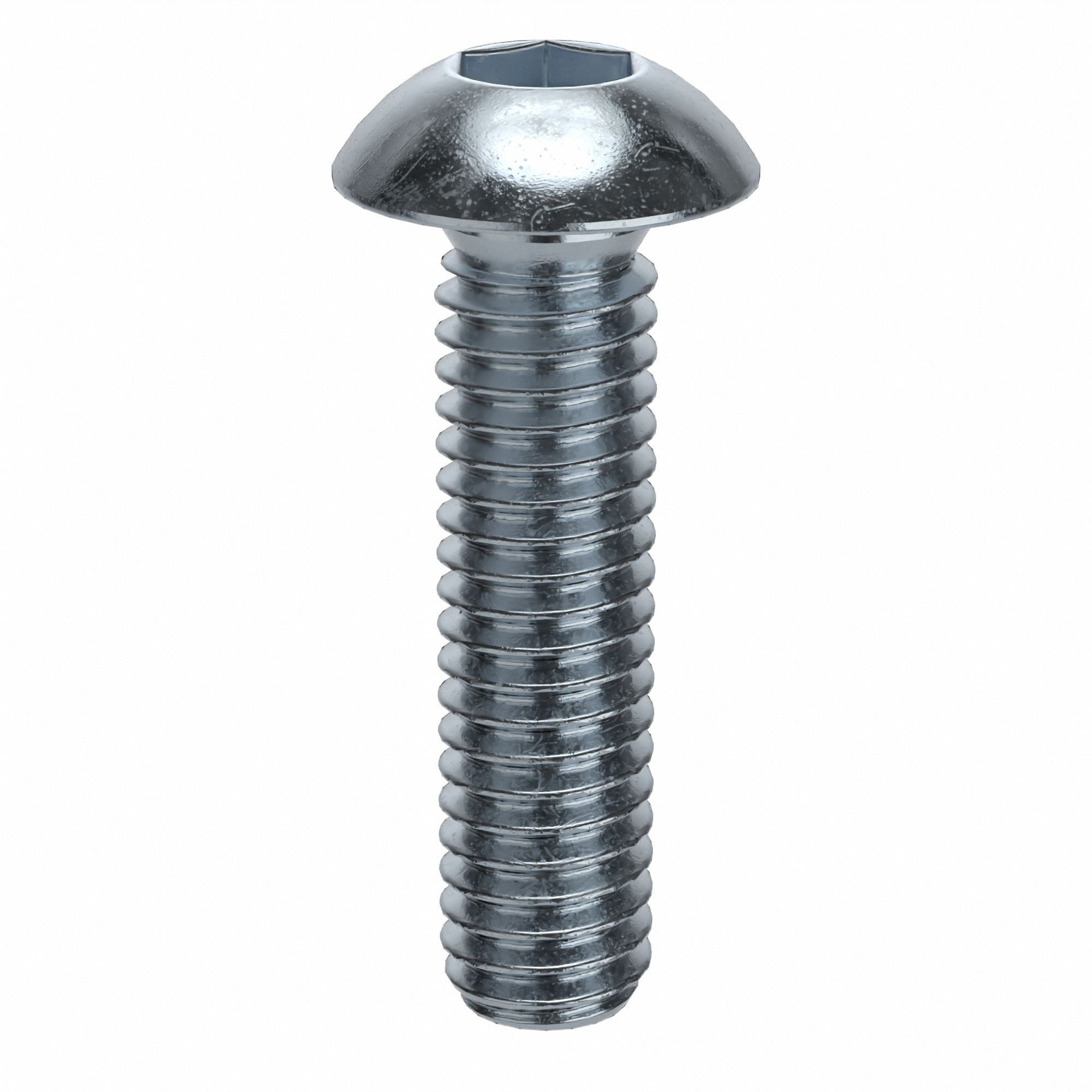 Socket Head Cap Screw: M4x0.70 Thread Size, 16 mm Lg, Button, Zinc Plated, Alloy Steel, 100 PK