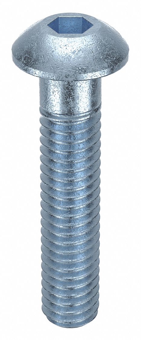 Socket Head Cap Screw: M4x0.70 Thread Size, 20 mm Lg, Button, Zinc Plated, Alloy Steel, 100 PK