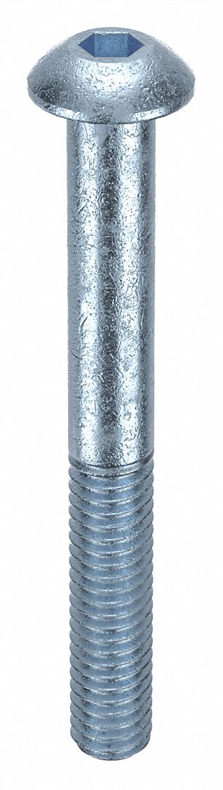Socket Head Cap Screw: M4x0.70 Thread Size, 35 mm Lg, Button, Zinc Plated, Alloy Steel, 100 PK