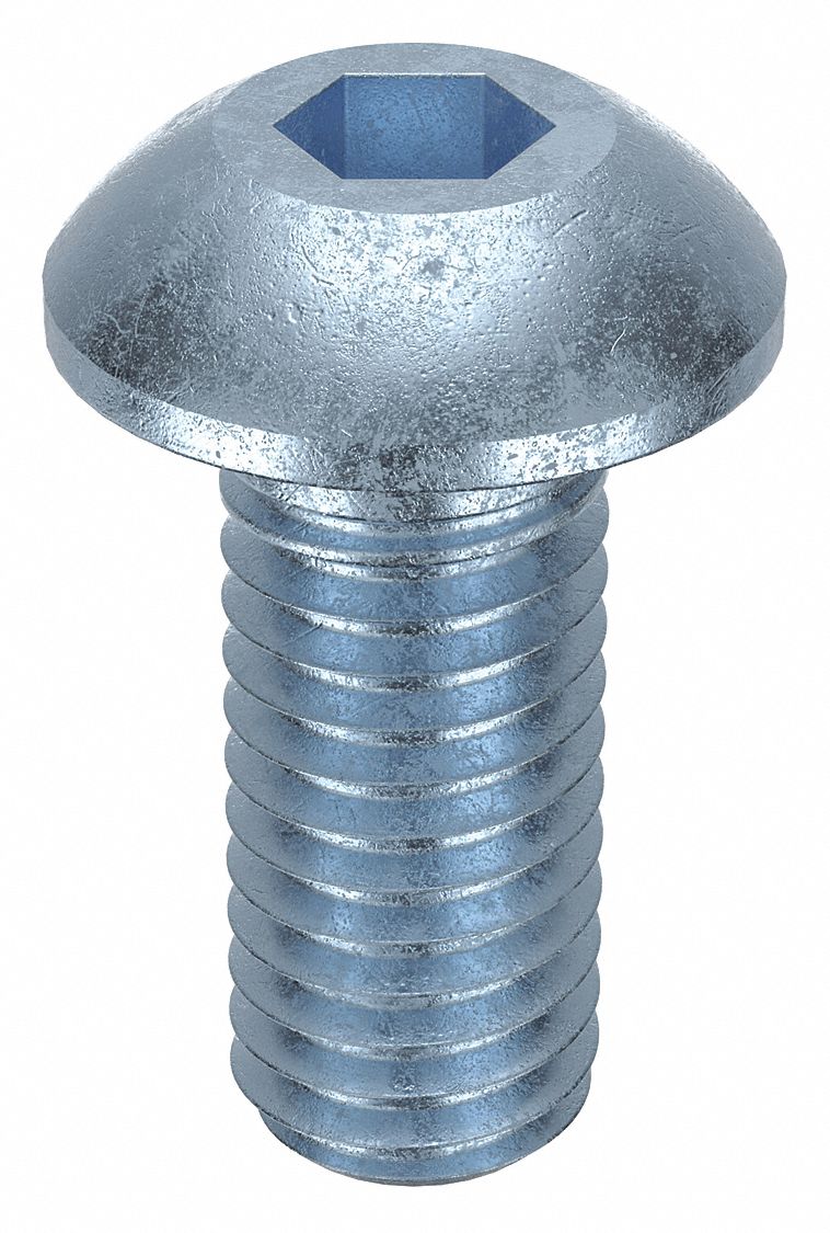 Socket Head Cap Screw: M5x0.80 Thread Size, 12 mm Lg, Button, Zinc Plated, Alloy Steel, 100 PK