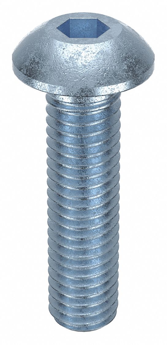 Socket Head Cap Screw: M5x0.80 Thread Size, 20 mm Lg, Button, Zinc Plated, Alloy Steel, 100 PK
