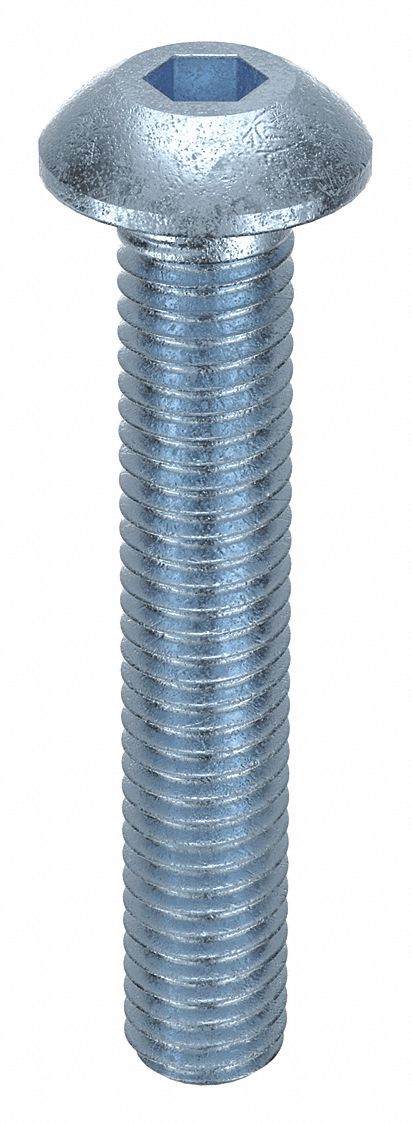 Socket Head Cap Screw: M5x0.80 Thread Size, 30 mm Lg, Button, Zinc Plated, Alloy Steel, 100 PK