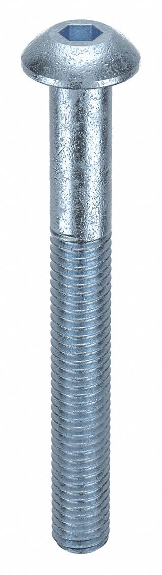 Socket Head Cap Screw: M5x0.80 Thread Size, 45 mm Lg, Button, Zinc Plated, Alloy Steel, 100 PK