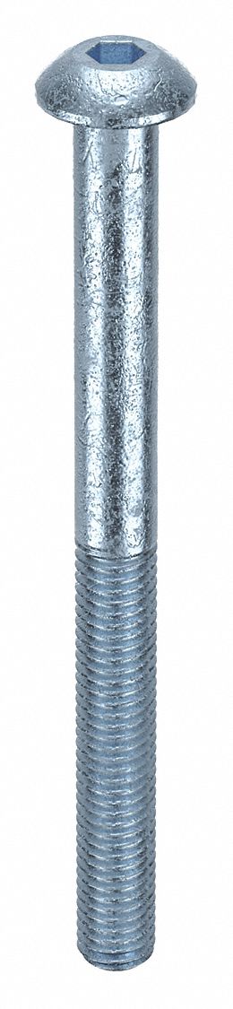 Socket Head Cap Screw: M5x0.80 Thread Size, 60 mm Lg, Button, Zinc Plated, Alloy Steel, 100 PK
