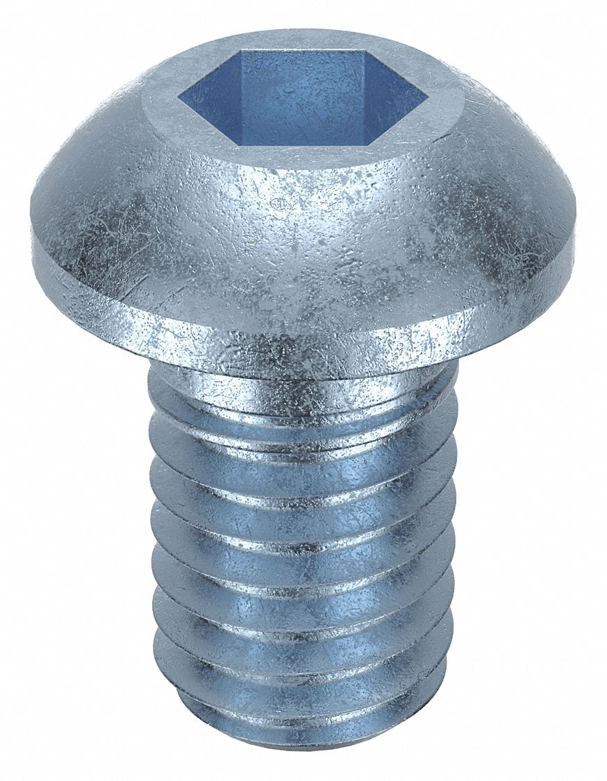 Socket Head Cap Screw: M6x1.00 Thread Size, 10 mm Lg, Button, Zinc Plated, Alloy Steel, 100 PK