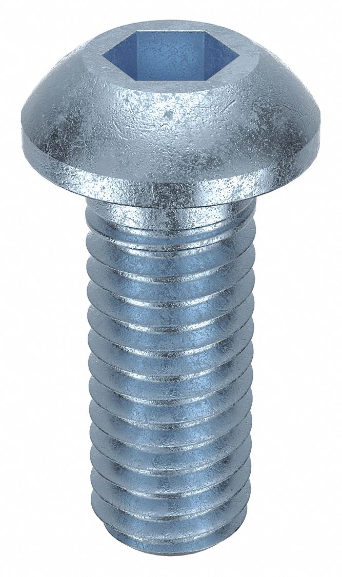 Socket Head Cap Screw: M6x1.00 Thread Size, 16 mm Lg, Button, Zinc Plated, Alloy Steel, 100 PK