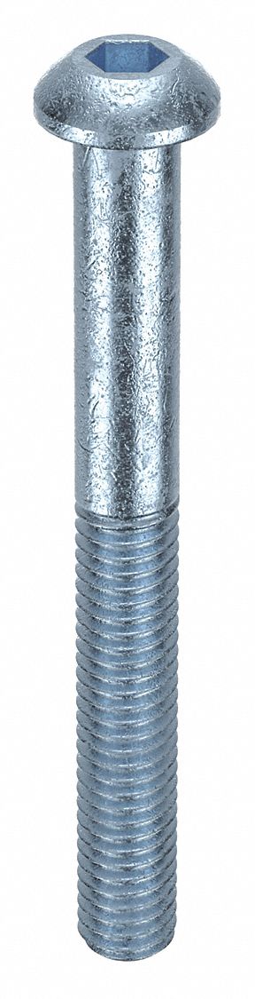 Socket Head Cap Screw: M6x1.00 Thread Size, 55 mm Lg, Button, Zinc Plated, Alloy Steel, 100 PK
