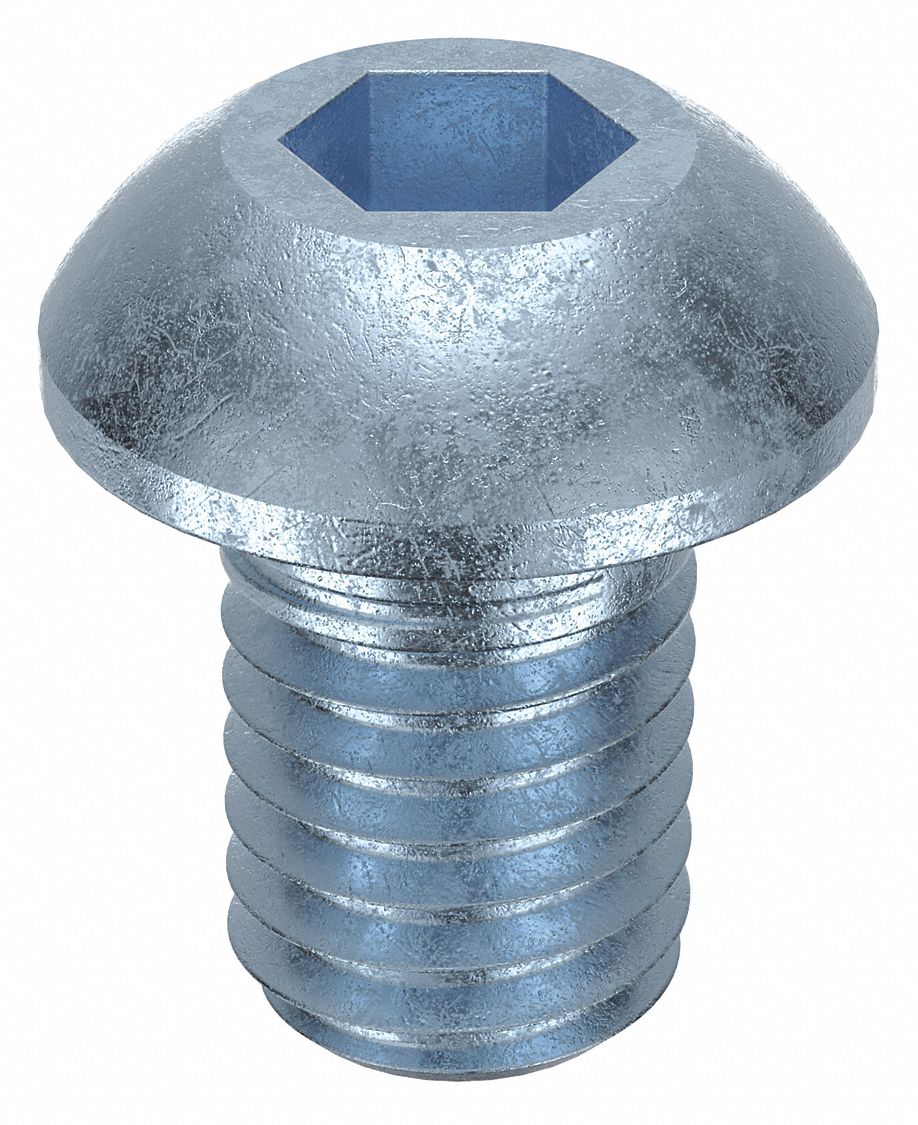 Socket Head Cap Screw: M8x1.25 Thread Size, 12 mm Lg, Button, Zinc Plated, Alloy Steel, 100 PK