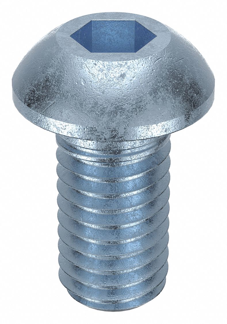 Socket Head Cap Screw: M8x1.25 Thread Size, 16 mm Lg, Button, Zinc Plated, Alloy Steel, 100 PK