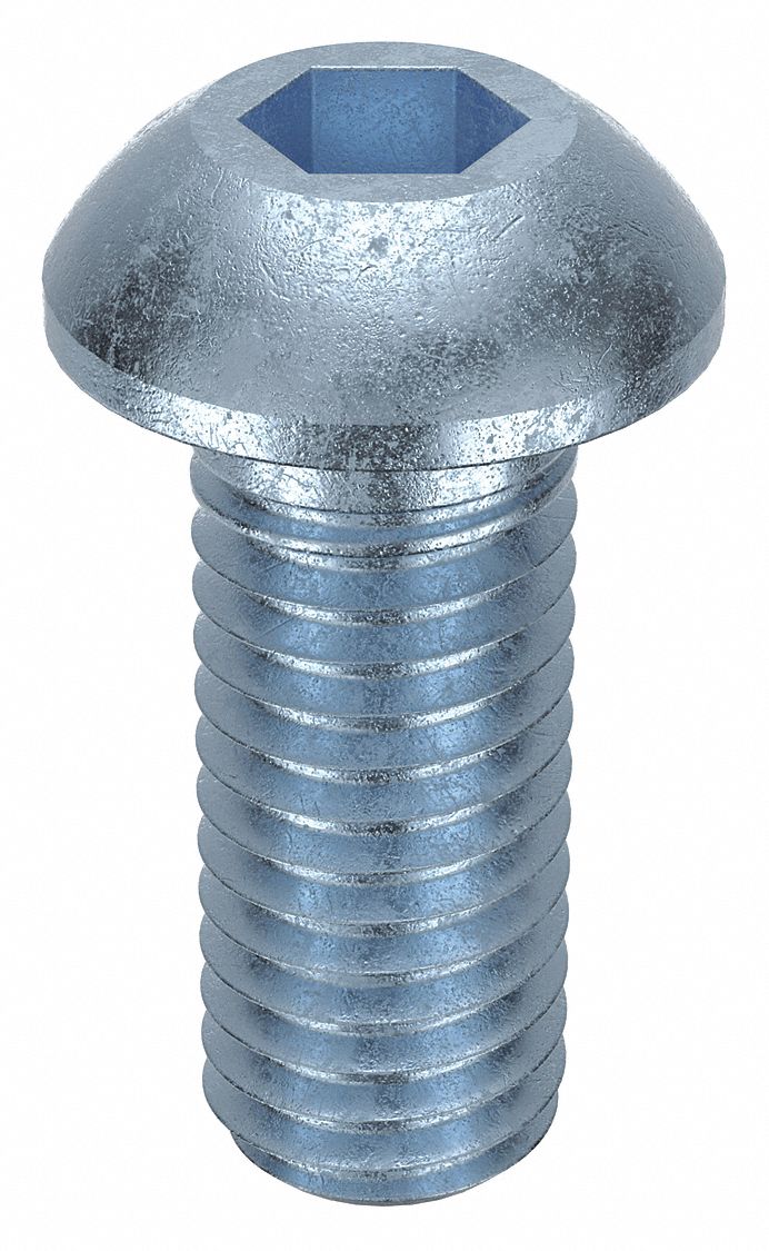 Socket Head Cap Screw: M8x1.25 Thread Size, 20 mm Lg, Button, Zinc Plated, Alloy Steel, 100 PK