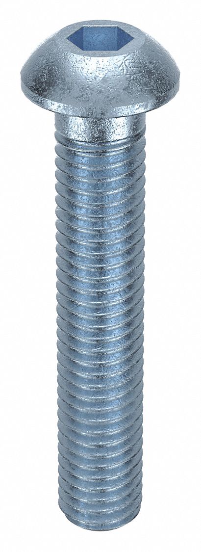 Socket Head Cap Screw: M8x1.25 Thread Size, 45 mm Lg, Button, Zinc Plated, Alloy Steel, 100 PK