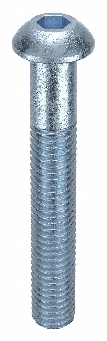 Socket Head Cap Screw: M8x1.25 Thread Size, 55 mm Lg, Button, Zinc Plated, Alloy Steel, 100 PK