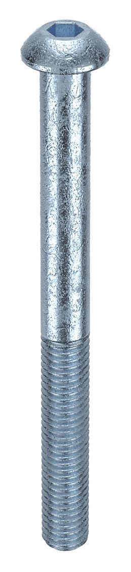 Socket Head Cap Screw: M8x1.25 Thread Size, 90 mm Lg, Button, Zinc Plated, Alloy Steel, 50 PK
