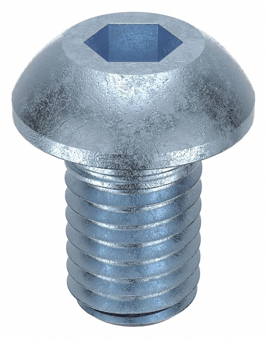 Socket Head Cap Screw: M10x1.50 Thread Size, 16 mm Lg, Button, Zinc Plated, Alloy Steel, 100 PK