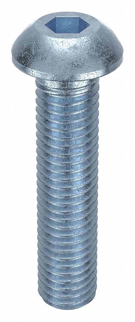 Socket Head Cap Screw: M10x1.50 Thread Size, 45 mm Lg, Button, Zinc Plated, Alloy Steel, 50 PK