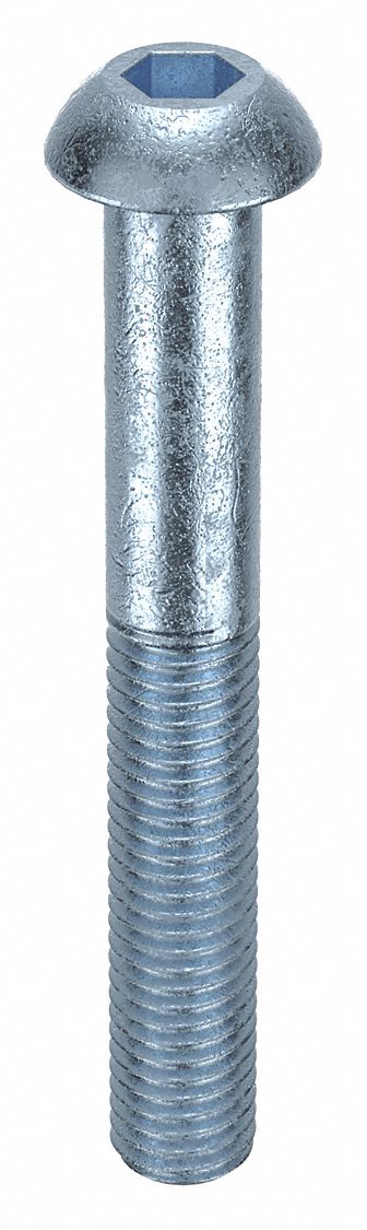 Socket Head Cap Screw: M12x1.75 Thread Size, 90 mm Lg, Button, Zinc Plated, Alloy Steel, 25 PK