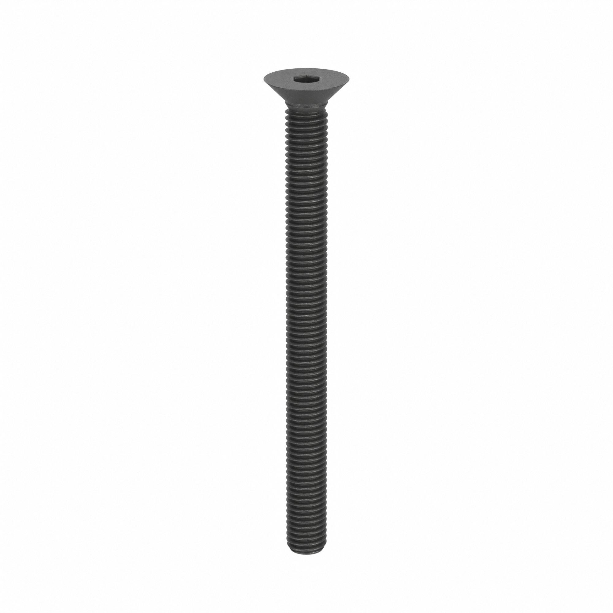 Socket Flat Head Screw: M10x1.50 Thread Size, 120 mm Lg, Flat, Black Oxide, Alloy Steel, 25 PK